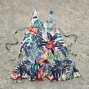 Roxy floral boho cottage mini dress side tie sz small